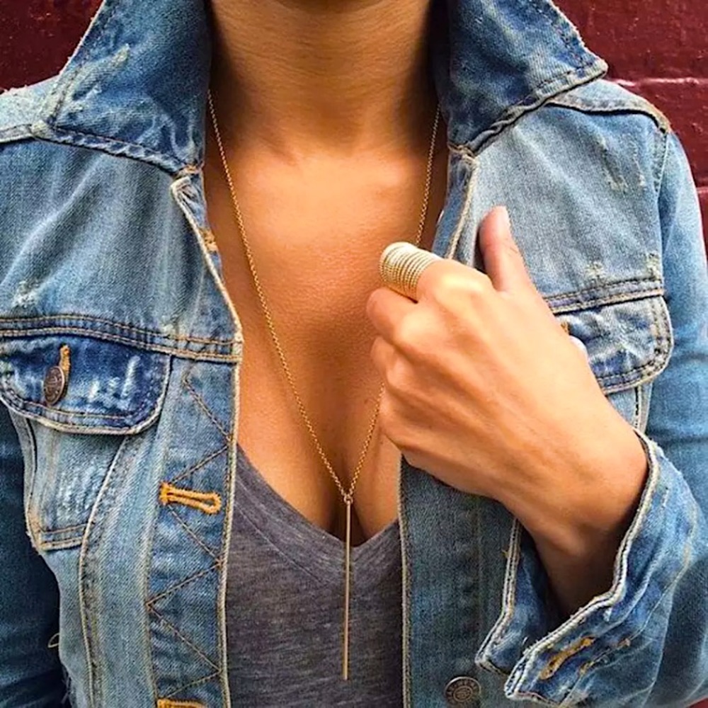 🔴𝟭𝟬/$𝟮𝟱🔴NEW Gold Bar Long Simple Necklace - Picture 13 of 13